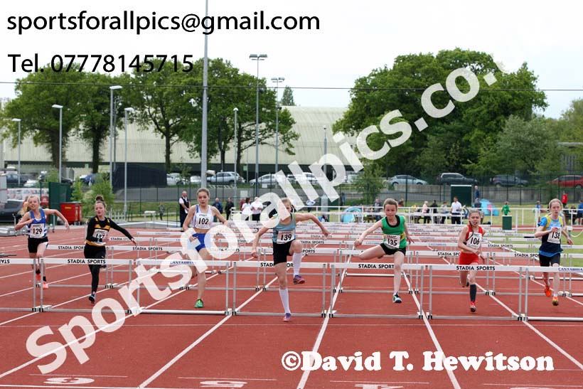 Girls under-13 hurdles, North Eastern Track and Fields Champs., Middlesbrough. Photo: David T. Hewitson/Sports for All Pics